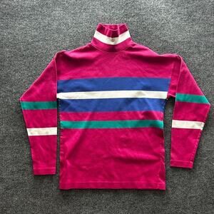 Vintage Jand's Pink Color Block Turtle Neck Long Sleeve Size Small Made in USA